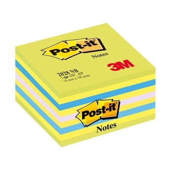 Cub notite Post-it neon verde/galben/albastru neon 76x76mm