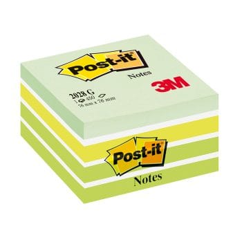 Cub notite adezive Post it verde pastel 76x76mm 450file