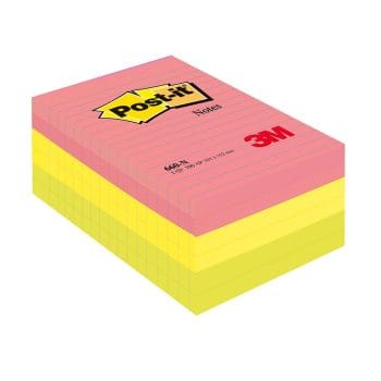 Notite adezive liniate Post-it neon curcubeu 102x152mm