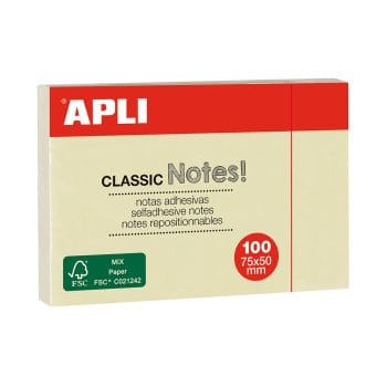 Notite adezive Apli 50x75mm 100 file galben
