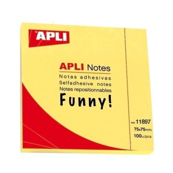 Notite adezive Apli 75x75mm 100 file galben intens