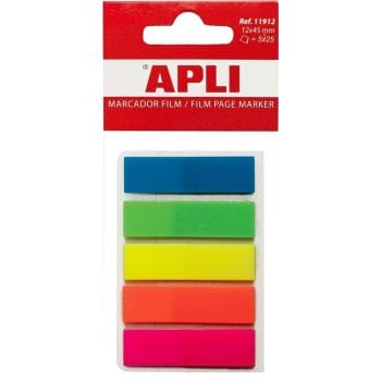 Index autoadeziv Apli din plastic 12x45mm 5 culori x 25 file