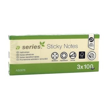 Notite adezive A-Series 50x40mm 100 file galben 3 buc/um