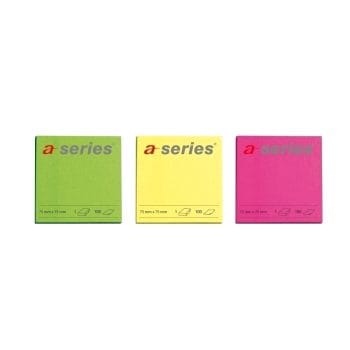 Notite adezive A-Series 75x75mm set 6x100 file div cul neon