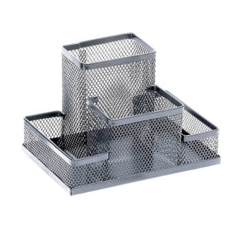 Suport accesorii de birou mesh argintiu