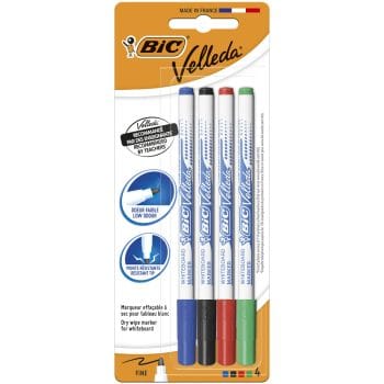 Marker tabla Bic Eco Velleda 1721 vf rotund subtire 4 culori