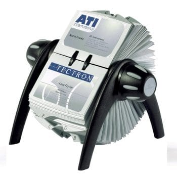 Suport carti de vizita Durable Visifix Flip negru rotativ