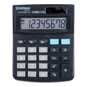 Calculator DONAU TECH 8 digits display dim 130x104x19 mm Neg