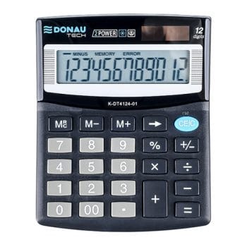 Calculator DONAU TECH 12 digits display dim 122x100x32 mm Ne