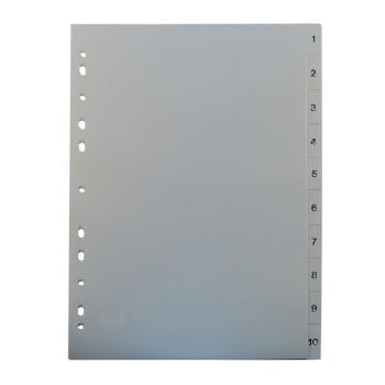 Separatoare Noki gri index 1-10 A4 plastic