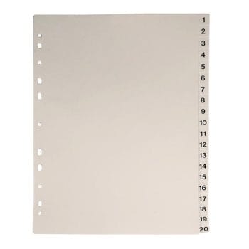Separatoare Noki gri index 1-20 A4 plastic
