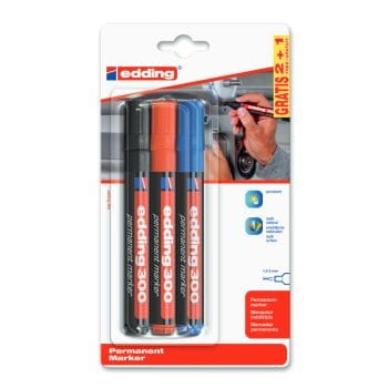 Set 3 markere Edding 300 blister perm vf rotund 1.5-3mm rosu