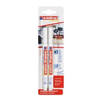 Marker Edding 4085 cu creta vf rotund 1-2mm alb 2buc/blister