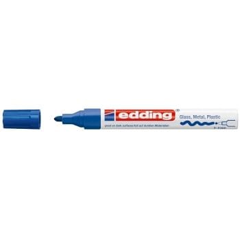 Marker Edding 750 cu vopsea corp metalic varf 2-4mm albastru