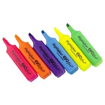 Textmarker EVOffice corp dreptunghiular vf 1-5mm 6 culori/um