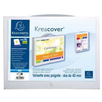 Mapa Exacompta Kreacover PP A4 cu maner cotor 4cm alb