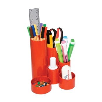 Suport pentru instrumente de scris 6 compartimente rosu