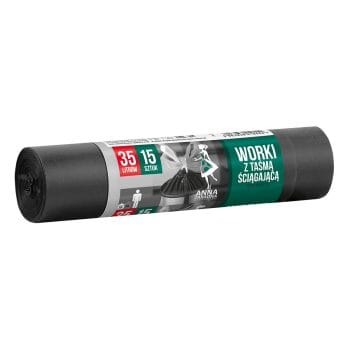 Saci menajeri cu snur LDPE. 35 l. 15 bucati/rola