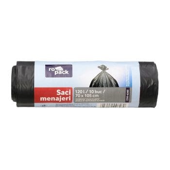 Saci menajeri LDPE negri 120L 24 micr 10 saci/UM