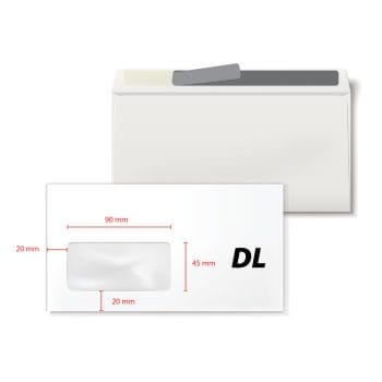 Plic DL 110x220 fereastra stanga alb autoadeziv 1000buc/cuti (cutie)