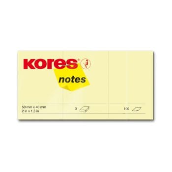 Notite adezive Kores 40x50mm 300 file galbene