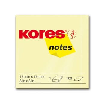 Notite adezive Kores 75x75mm 100 file galbene