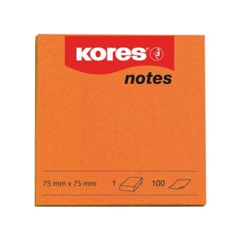 Notite adezive Kores 75x75mm 100 file portocalii