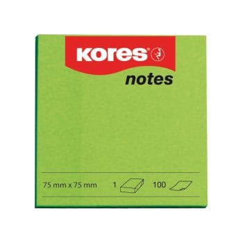 Notite adezive Kores 75x75mm 100 file verzi