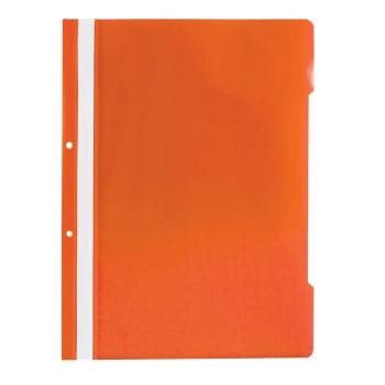 Dosar portocaliu cu sina si 2 perforatii A4 plastic 25buc/um (cutie)
