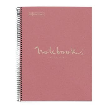 Caiet reciclat cu spira A4 mate 80f cop cart dur roz