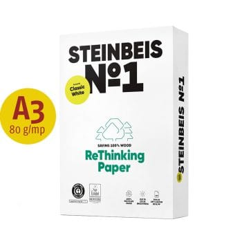 Hartie reciclata Steinbeis No1 Classic White A3 80g 500coli (cutie)