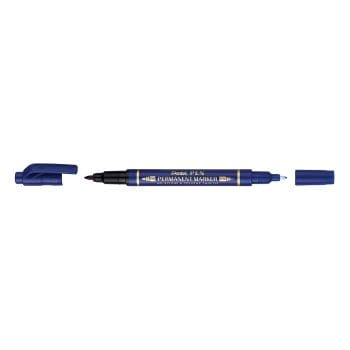 Marker permanent rotund tip TWIN TIP 0.3/1.2 mm albastru