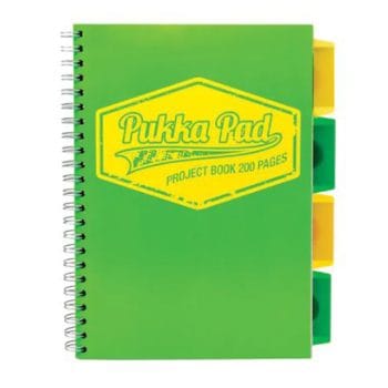 Caiet cu spira si separatoare B5 PukkaPads PB Neon 200p mate