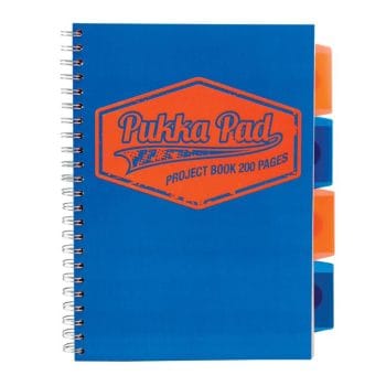 Caiet cu spira si separatoare albastru B5 PukkaPads PB Neon