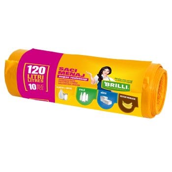 Saci menajeri colectare selectiva,  120l, 10 buc, galbeni (set)