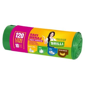 Saci menajeri colectare selectiva  120l, 10 buc, verzi (set)