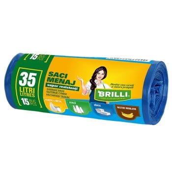 Saci menajeri colectare selectiva  35l, 15 buc, albastri (set)