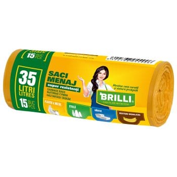 Saci menajeri colectare selectiva  35l, 15 buc, galbeni (set)