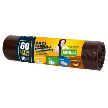 Saci menajeri colectare selectiva  60l, 10 buc, maro (set)