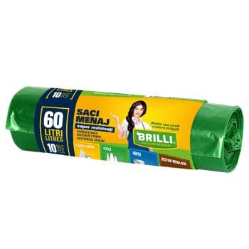 Saci menajeri colectare selectiva  60l, 10 buc, verzi (set)