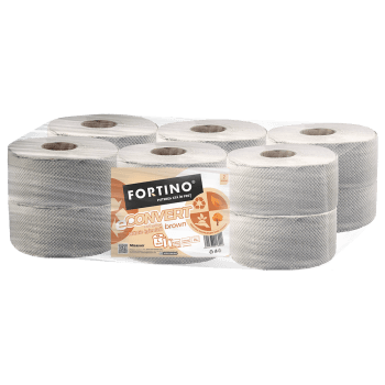 Hartie igienica Mini  HARTIE IG, Fortino, eConvert brown, 2 straturi, 12 role (bax)