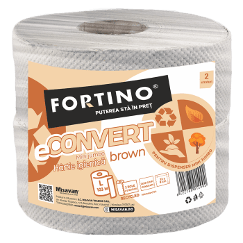 Hartie igienica Mini  HARTIE IG Fortino, eConvert brown, 2 straturi, 2 role (set)