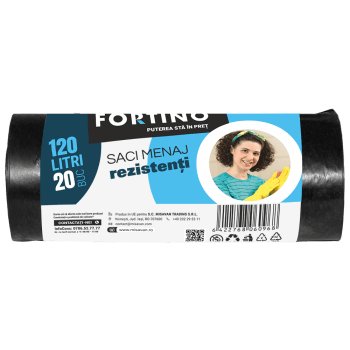 Saci menajeri Fortino 120l, 20buc/set, negri (set)