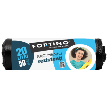 Saci menajeri Fortino 20l, 50buc/set, negri (set)