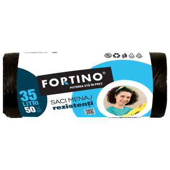 Saci menajeri Fortino 35l, 50buc/set, negri (set)