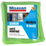 Laveta microfibra pentru geam , 40*40cm, 10buc/set, albastra, verde (set)