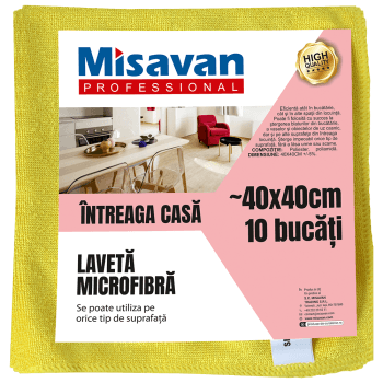 Laveta microfibra  Intreaga casa, 40*40cm, 10buc/set, galben (set)