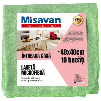 Laveta microfibra  Intreaga casa, 40*40cm, 10buc/set, verde (set)