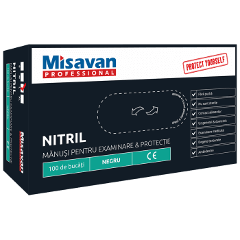 Manusi unica folosinta nitril , L, negru, 100 buc/set (cut)