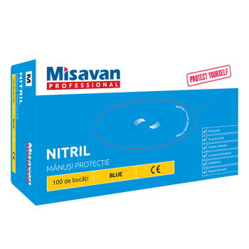 Manusi unica folosinta nitril , M, blue, 100 buc/set (cut)